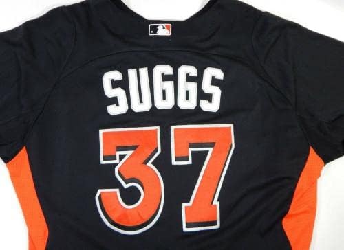2012-13 Miami Marlins Colby Suggs 37 Oyun Kullanılmış Siyah Forma ST BP 46 669 - Oyun Kullanılmış MLB Formaları