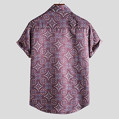 Hawaii Gömlek Erkekler için Kısa Kollu Aloha Plaj Gömlek Çiçek Yaz Tee Casual Düğme Aşağı T-Shirt Bluz