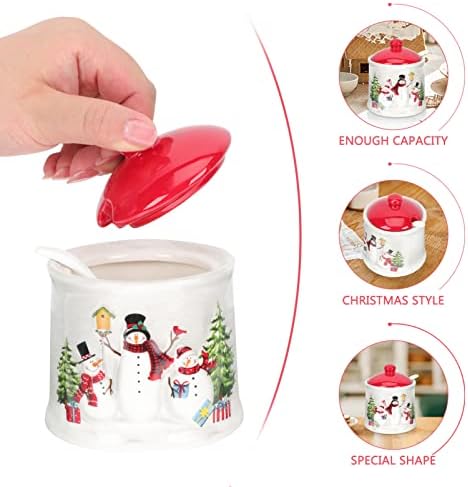 UPKOCH Noel Noel kurabiye kavanozu Kardan Adam Desen Seramik şeker kapaklı kase ve Tuz Biber Çeşni Konteyner ev mutfak