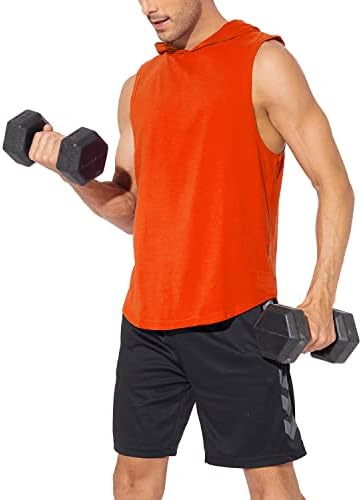 Erkek Egzersiz Hoody Tankı Üstleri Atletik Eğitim Vücut Geliştirme Hoodie Gömlek Pamuklu Spor Kesilmiş Kolsuz Kas