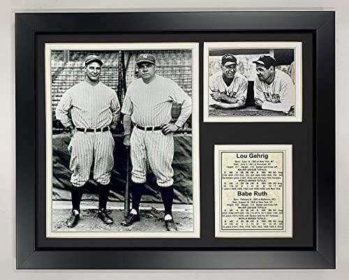 Efsaneler Asla Ölmez New York Yankees Lou Gehrig ve Babe Ruth Çerçeveli Fotoğraf Kolajı, Yarasalar, 11x14 İnç, (11097U)