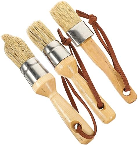 Sewroro Boya Fırçaları Boya Fırçaları 3 adet Şablon Fırça Seti Doğal Kıl Ahşap Saplı Fırçalar Boyama Dolapları için