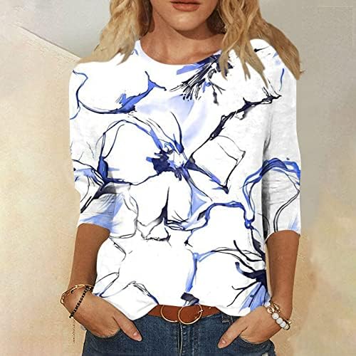 Bayan Ekip boyun Üstleri Çiçek Baskı kısa kollu tişörtler Retro Sevimli yaz kıyafetleri Gevşek Fit Düzenli Fit Tops