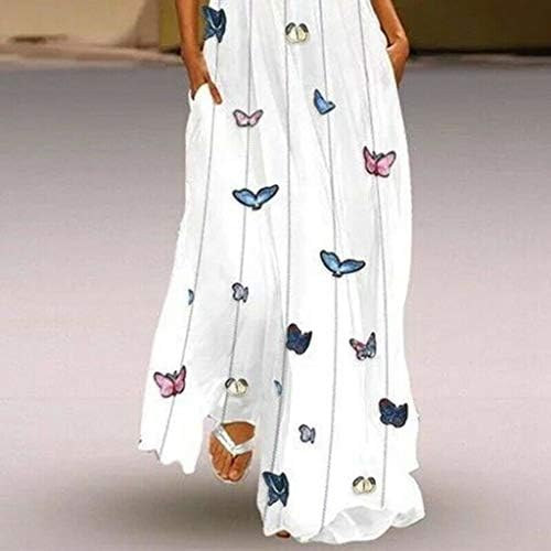 ZEFOTİM Maxi Elbiseler Kadınlar için 2023 Vintage Kolsuz Çiçek V Boyun Elbise Rahat Düğün Konuk Parti Elbiseler