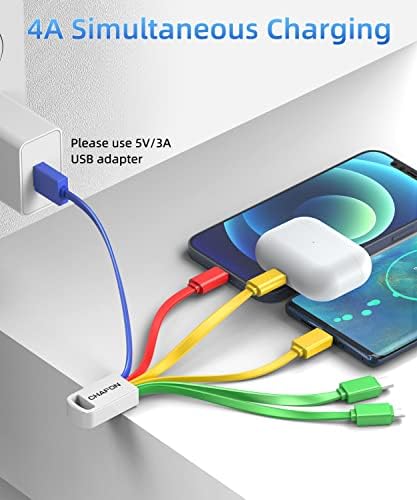 CHAFON Çoklu Şarj Kablosu Kısa, 2 Paket 6'sı 1 arada Çoklu USB Hızlı Şarj Cihazı Kordon Adaptörü Tip C Mikro USB Bağlantı