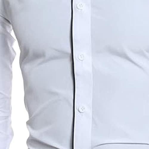 DGKaxıyaHM Erkekler Açık Katı Basit Baggy Uzun Kollu Gömlek İş Slim Fit Yaka Bluz Temel Düğme Aşağı Elbise Dış Giyim