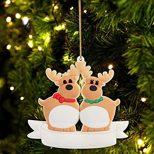 QVQFOX Kişiselleştirilmiş Geyik Aile Kızak Noel Ağacı Dekorasyon Noel Hediyelik Eşya