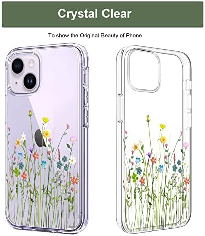 Iphone 14 Plus Kılıf ile Uyumlu Unov Kılıfı Tasarım Kabartmalı Çiçek Desenli Şeffaf Yumuşak TPU Tampon İnce Koruyucu
