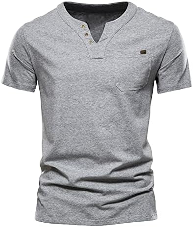 Erkek Cep Henley Gömlek Casual Katı Slim Fit Düğme Aşağı kısa kollu t-shirt Kas üst bluz …