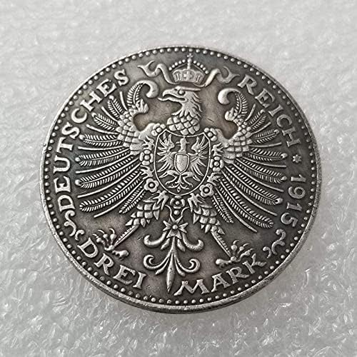 Antika El Sanatları 1915 Almanya 3 Mark-Wıllıanster Kopya Paraları 624 Sikke Koleksiyonu hatıra parası