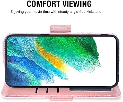 Samsung Galaxy ile uyumlu S21 FE Galaxy S 21 FE 5G Cüzdan Kılıf ve Temperli Cam Ekran Koruyucu Kapak Çevirin kart