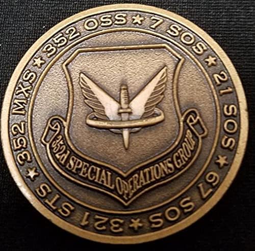 USAF AFSOC 352D Özel Harekat Grubu Mücadelesi Coin 352D SOG SOCEUR V2 Mücadelesi Coin