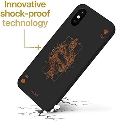 CaseYard Ahşap Telefon iPhone için kılıf Xs Max Lazer Kazınmış Kalplerin Kralı Tasarım Siyah Ahşap Uyumlu iPhone kılıfı