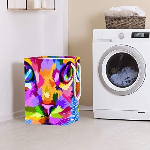 Inhomer Kedi Yüz yakın Renkli Gözler 300D Oxford PVC Su Geçirmez Giysiler Sepet Büyük çamaşır sepeti Battaniye Giyim