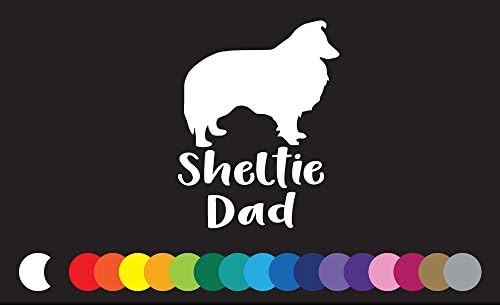 Sheltie Baba Köpek Beyaz Vinil çıkartma Shetland Çoban Köpeği Köpek Sürüsü Grubu