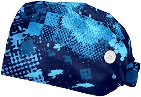 Unisex Saç Şapka Ayarlanabilir Kabarık Kap 2 Adet Çalışma Fırçalama Şapka Baskı Kap Düğmesi ile, mavi Kamuflaj Spor