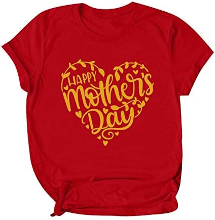 Mutlu anneler Günü 2023 Tshirt Kadınlar için Anne Büyükanne T-Shirt Mektup Baskı Crewneck Kısa Kollu Kalp Grafik Bluz
