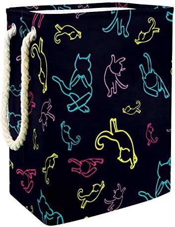 Inhomer Sevimli Renkli Kedi Desen 300D Oxford PVC Su Geçirmez Giysiler Sepet Büyük çamaşır sepeti Battaniye Giyim