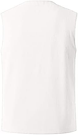 Erkekler Tankı Üstleri İpli Düz Renk T Shirt Moda Pamuk Keten Kolsuz Tişört Gevşek Tee Üstleri Plaj Gömlek Bluzlar