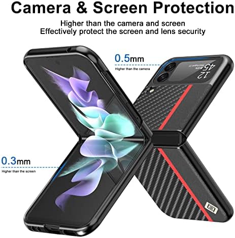 Samsung Galaxy ıçin YKLL Z Flip 4 5G Durumda Ultra Ince Sert Karbon Fiber PU Deri Hibrid Telefon Kılıfları Anti-Parmak