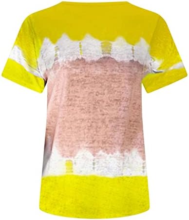 Genç Kızlar Tekne Boyun Gömlek Salonu Üstleri Tişörtleri Kısa Kollu Degrade Colorblock Baskı Batik Yaz Sonbahar Gömlek