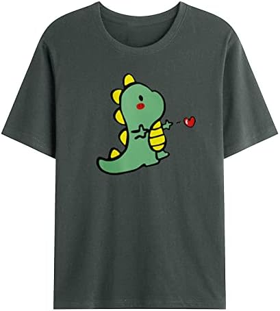 Gömlek Erkekler için Sevimli Dinozor Grafik T Shirt Komik Ekip Boyun Yumuşak Gömme Tees Gevşek Rahat Gömlek