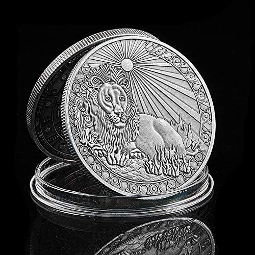 2021 Takımyıldızı Leo Aslan 12 Zodyak Gümüş Kaplama Sikke / Rozet Metal El Sanatları Koleksiyonu