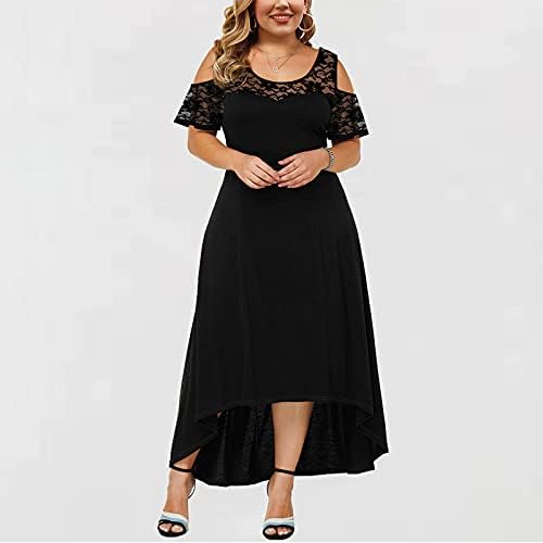 Yaz Artı Boyutu Maxi Elbiseler Düğün Konuk Kadınlar için Soğuk Omuz Balo Elbise Seksi Dantel Akşam Parti Maxi Elbise