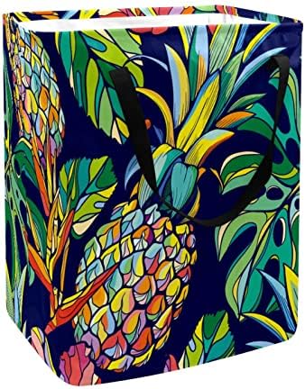 Renkli Ananas Palmiye Yaz Baskı Katlanabilir çamaşır Sepeti, 60L Su Geçirmez çamaşır sepetleri Çamaşır Kutusu Giysi