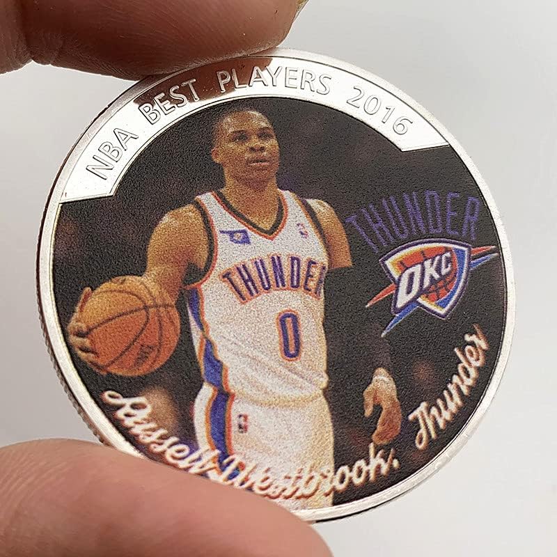 NBA Yıldızı Sikke Westbrook Gümüş Kaplama Madalya Koleksiyonu Paraları Zanaat Basketbol Madalyası Küçük Kawaii Fan