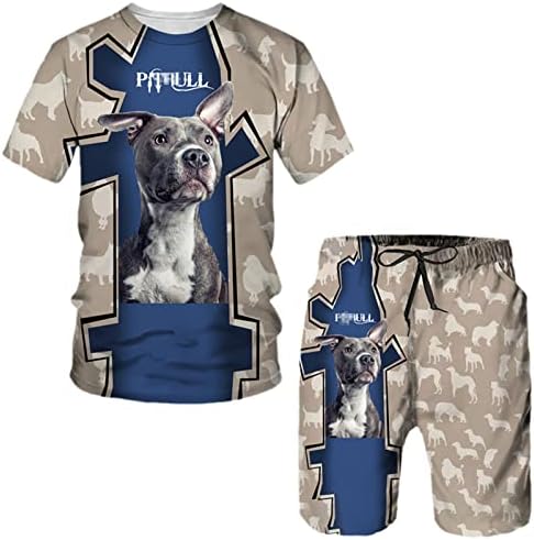 Rottweiler Köpek 3D Baskı T-Shirt Şort Takım Elbise erkek Serin Kısa Kollu spor giyim seti Erkek / Kadın Yaz Moda