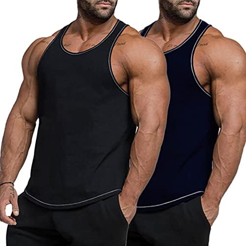 LecGee erkek 2 Paket Spor Salonu Egzersiz Tank Top Y-geri Stringer Kas Tee Vücut Geliştirme Fitness kolsuz tişört