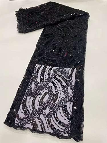 Annenearu Siyah Nijeryalı Dantel payetli kumaşlar Afrika fransız file dantel Kumaş Işlemeli Tül Örgü Dantel - Dantel