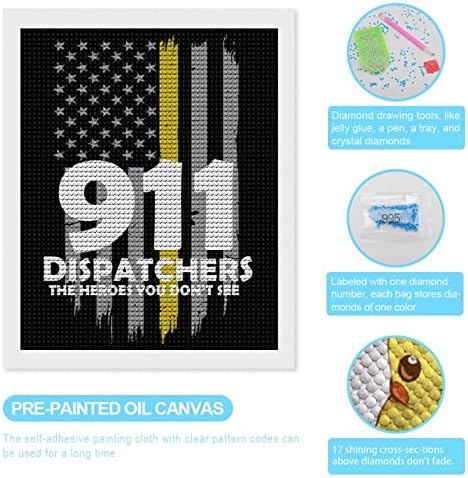 Amerikan Sarı Bayrak 911 Memurları DIY Elmas Boyama Tam Matkap Elmas Sanat Kitleri ev duvar dekoru 16x 20