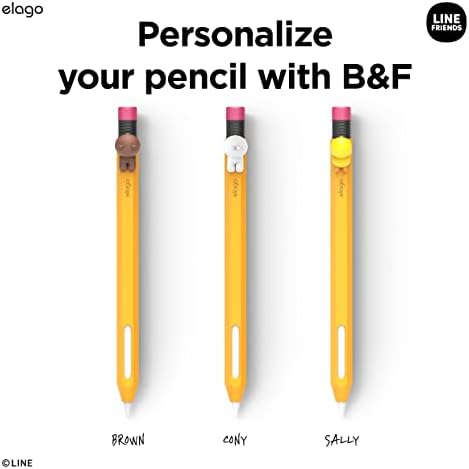 elago / LİNE Friends Klasik Kalem Kutusu Apple Pencil 2. Nesil ile Uyumlu, Dayanıklı Silikon Kapak, Koruyucu Tutucu,
