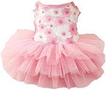 QWİNEE Sevimli Çiçek Dekor Köpek Prenses Elbise Örgü Tutu Köpek Etek Düğün Noel Yeni Yıl Elbiseleri Kıyafetler Küçük