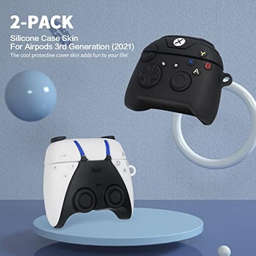 [2 Paketi] Oyun Denetleyicisi Airpods 3 Kılıf, 3D Sevimli Moda Serin Tasarım Airpod 3 Kapak, Benzersiz Şık Komik Koruyucu