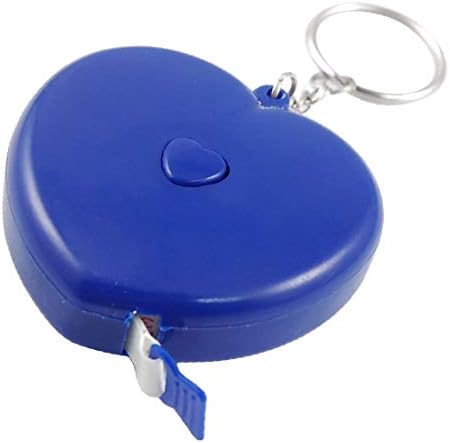 X-DREE Mavi Kalp Tarzı Plastik Kasa Basın Düğmesi Anahtarlık Geri Çekilebilir mezura 1.5 M(1.5 M geri çekilebilir