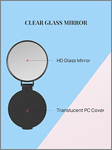 Çanta için Kompakt Ayna Toplu Yuvarlak Makyaj Aynası, 3'lü Set, 2,6 L x 2,37 W (Siyah)
