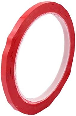 X-DREE 5mm Tek Taraflı Güçlü Kendinden Yapışkanlı Mylar Bant 50M Uzunluk Geciktirici Logo Bant Kırmızı (Nastro monocromo