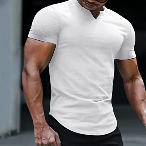 2023 Yeni Erkek Rahat Kısa Kollu İlkbahar Yaz V Boyun Düz Tee Gömlek Moda üst Bluz Gömlek Teal Bir Cep