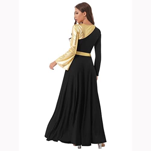 Elbiseler Dans Elbise Moda Uzun Kollu Metalik Şarkıcılar Ibadet Kostüm Lirik Sahne Performansı Giyim (Renk: D, Boyutu: