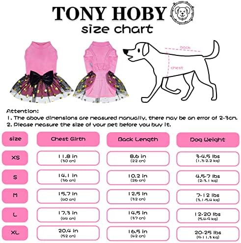 TONY HOBY Köpek Elbise, Kıyafetler Köpek Parti Elbise, Köpek Prenses Elbise ile Dantel, Köpek Etek Yumuşak ve Nefes