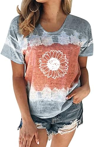 uikmnh kadın T-Shirt Bluz Ayçiçeği T Shirt Yaz Kısa Kollu Gevşek Gömlek