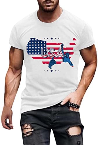 HDDK Bağımsızlık Günü Asker Kısa Kollu erkek t-shirtleri, ABD Bayrağı Vatansever Crewneck Tee Üst Atletik Kas Tshirt