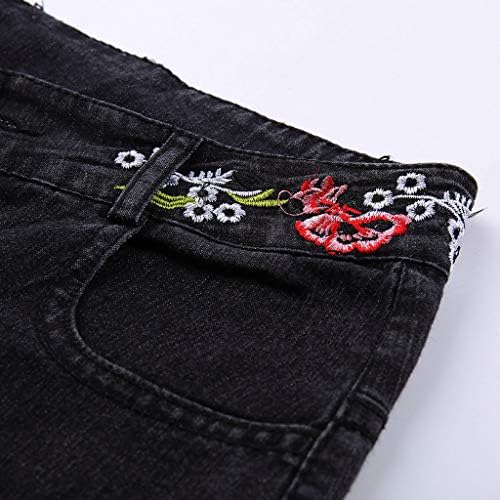 Kadınlar için streç Kot Yaz Elastik Artı Gevşek Nakış Rahat Çizme Kesim Y2K Skinny Jeans Pantolon Pantolon
