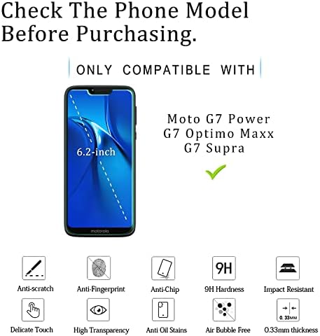 KATIN [2-Pack Moto G7 Güç [6.2 inç], Moto G7 Optimo Maxx, Moto G7 Supra Temperli Cam Ekran Koruyucu Kabarcıksız, 9H