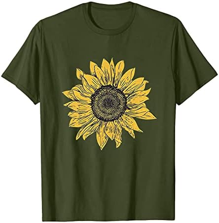 Ayçiçeği T-Shirt Kadınlar için Kısa Kollu Crewneck Sevimli Komik Grafik Tee Genç Kızlar Casual Gömlek Tops