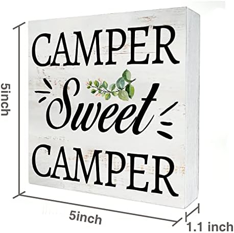 Camper Tatlı Camper ahşap kutu işareti Ev Dekor Rustik Kamp Alıntı Ahşap kutu işareti Blok Plak Duvar Masa Masa Ev