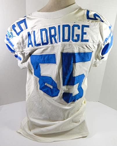 1999 Detroit Lions Allen Aldridge 55 Oyun Kullanılmış Beyaz Forma 48 DP32884-İmzasız NFL Oyun Kullanılmış Formalar
